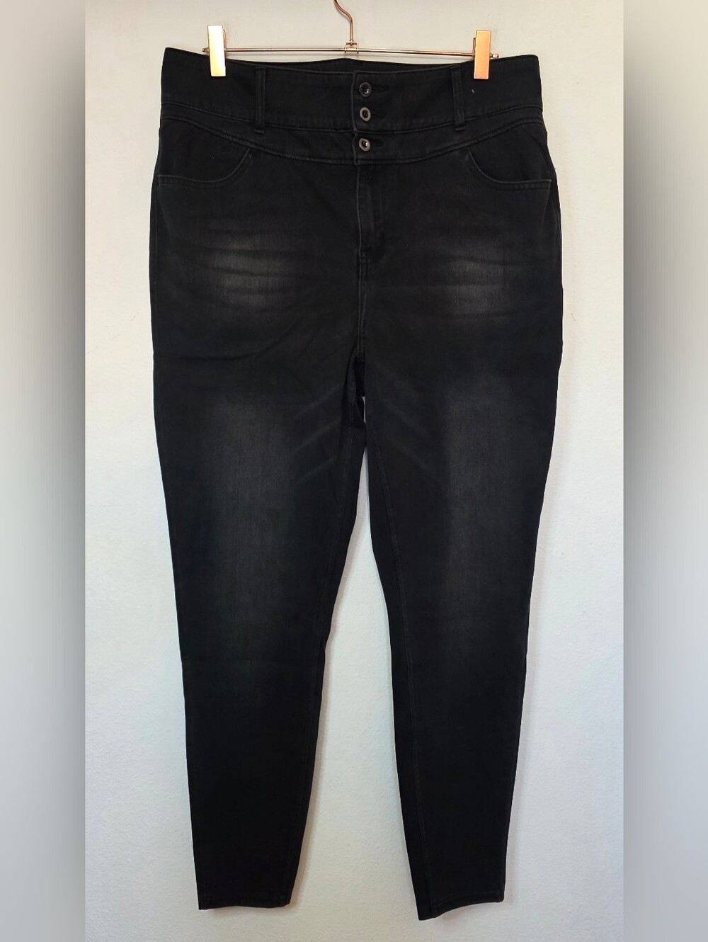 Halara flex high waisted jeans 3 Button Skinny Jeggings Black XLarge Reg #002